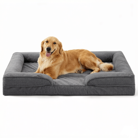 Large Dog Bed, Orthopedic Extra Large Dog Sofa Egg-Crate Foam 42" Pet Couch Bed with Washable Waterproof Cover,Gray