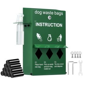 Dog Poop Bag Dispenser with Hand Wash Bottle, Lockable Outdoor Dog Waste Bag Holder with 600 Waste Bags, Stake, Pole
