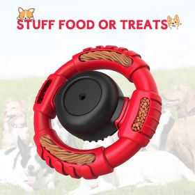 Dog Toys for Aggressive Chewers Large Medium Small Breed Indestructible Durable Tough Dog Chew Toys to Keep Them Busy Nylon Rubber Interactive Do (Color: Red)